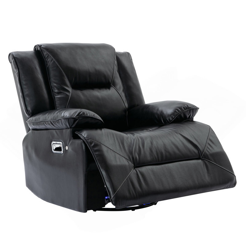 Fauteuil inclinable manuel et pivotant à 360 ° avec bande lumineuse à DEL pour salon, chambre à coucher, noir, Noir