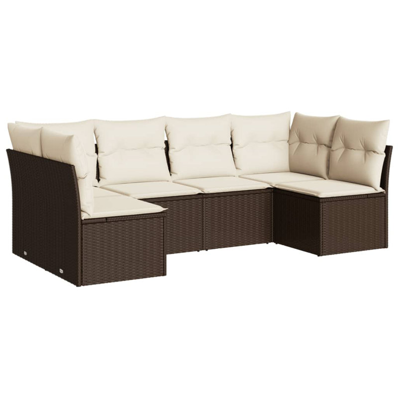 Garden Sofa Set PE Rattan, Powder-Coated Steel, Polyester, Beige, Black