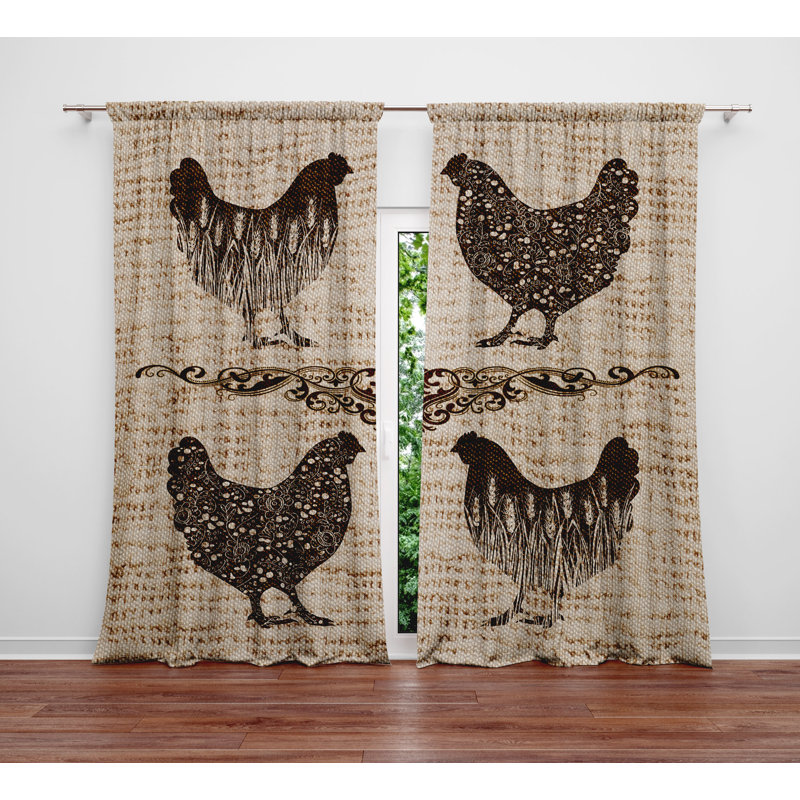Paire de rideaux semi-transparents Chicken Farmhouse, L 40 po x L 52 po