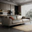 Canapé modulaire gris en cuir véritable