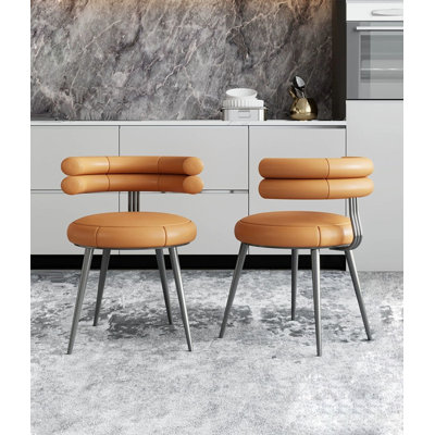 Modern And Simple Napa Leather Semi Curved Backrest Dining Chair by Stella Trek