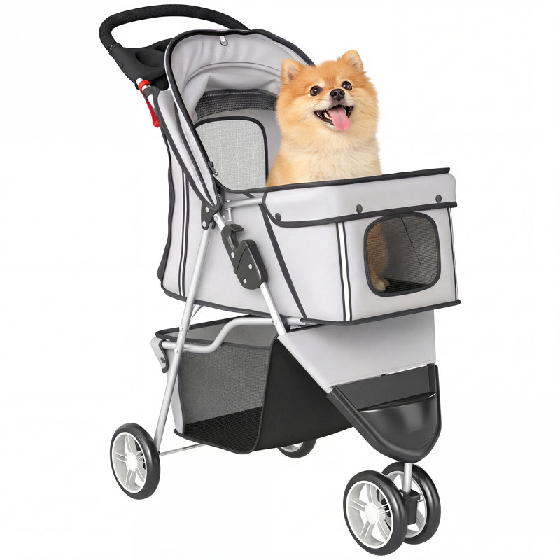 Foldable Pet Stroller, Grey