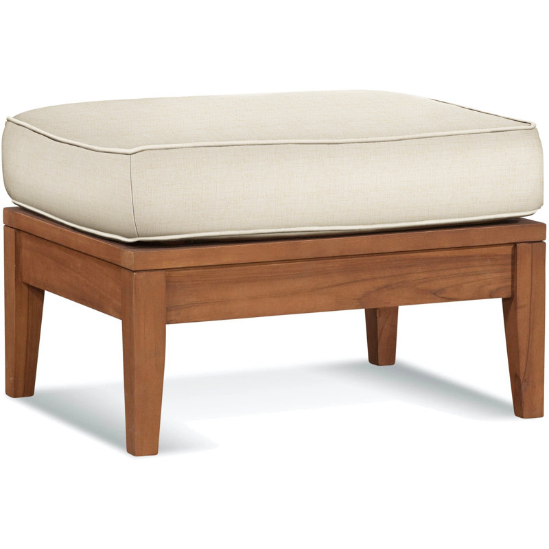 Repose-pieds d'extérieur en teck avec coussin Messina, Blanc cassé; 6365-91