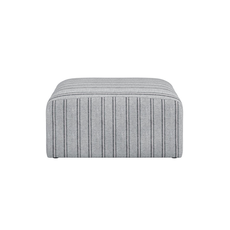 Ryder 90cm Wide Rectangle Striped Pouffe Ottoman, Grey
