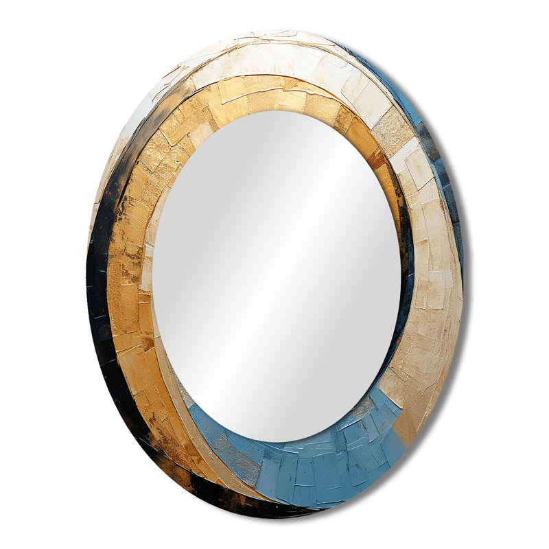Miroir mural ovale sur métal doré, 43 po x 33 po