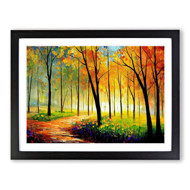 Magical Forest Vol.2 Abstract - Single Picture Frame Painting, 46cm H x 64cm W x 2cm D, Black