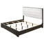 Modern Grey And Beige Upholstered Full Panel Bed With Button Headboard Size In White-1626408315