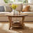 31.5” Round Solid Wood Coffee Table with Lower Storage Shelf, Rustic Natural Finish Living Room Center Table
