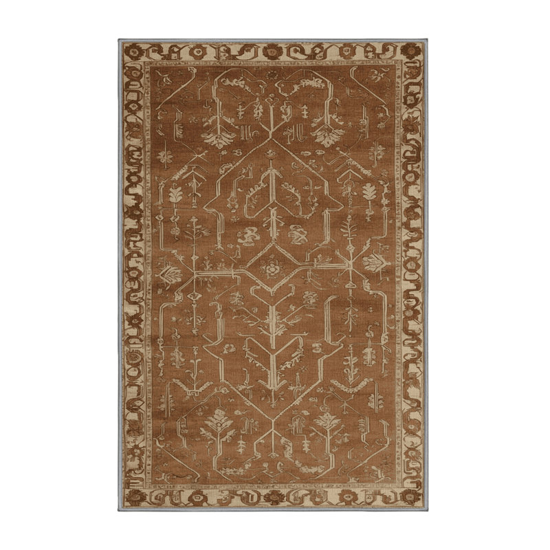 Tapis brun turc lavable à la machine, Rectangle 7 pi x 9 pi
