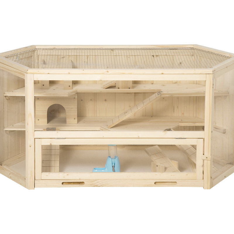 S 3 Tier Large Wooden Hamster Cage With Seesaws, Water Bottle, And Fun-Filled Activity Centre By - Comes Exciting Workout Spot