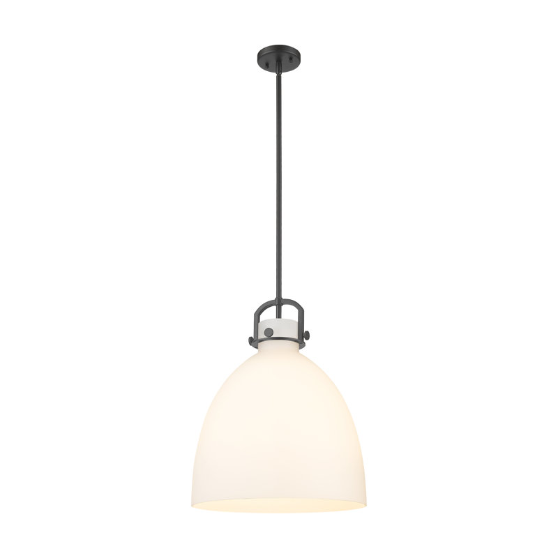 Luminaire suspendu 1 lumière Badillo, Blanc mat, H 19,63 po x l 16 po x P 16 po, Noir mat