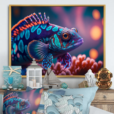 «Myka Beautiful Mandarin Fish in Mauves», reproduction sur toile