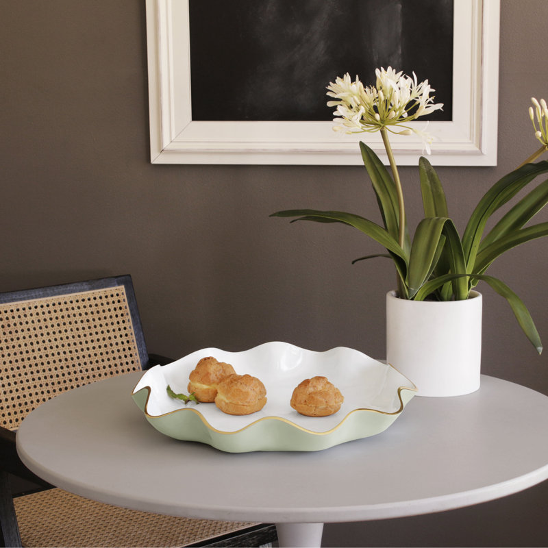 Encanto Serving Dish, Pistachio/White