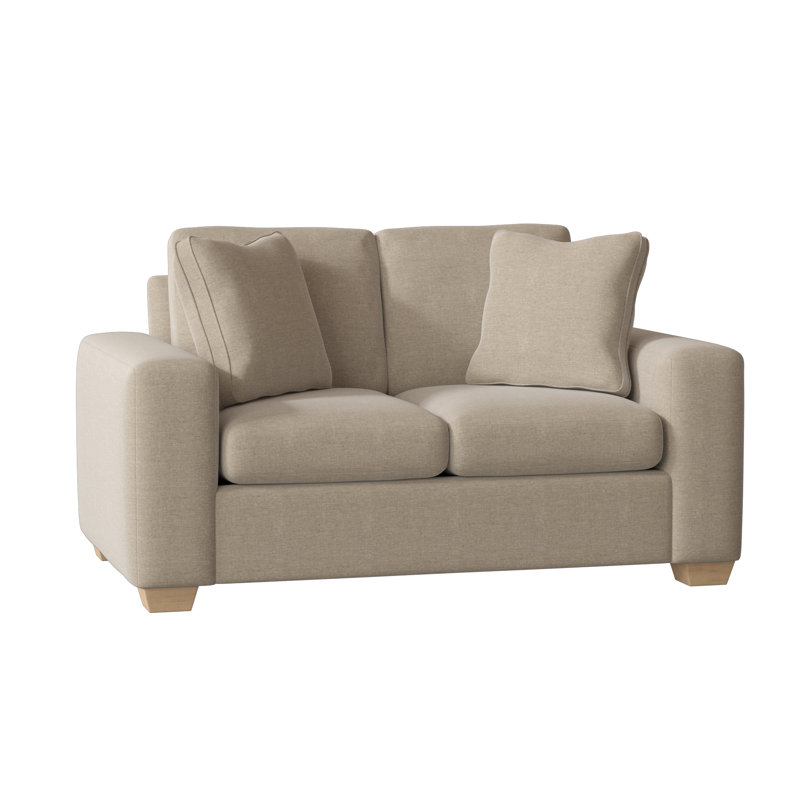 Causeuse à accoudoirs carrés de 64 po avec coussins réversibles Anastase, Sandstone Jango, Brut