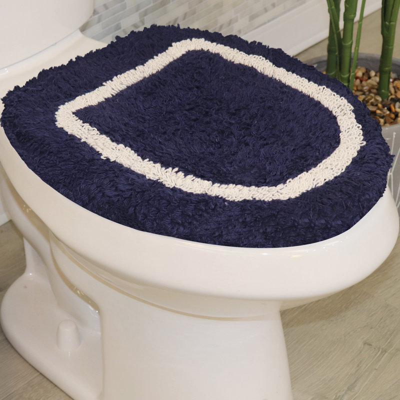 Tapis pour salle de bain Dobrinka, Marine, 18 po x 18 po (couvercle)