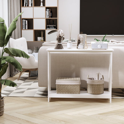 Console à 2 niveaux, table d'appoint avec tablette de rangement, conception en X pour le vestibule, le salon et le couloir