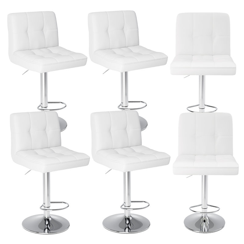 Tabouret de bar pivotant en cuir Vegan, Blanc
