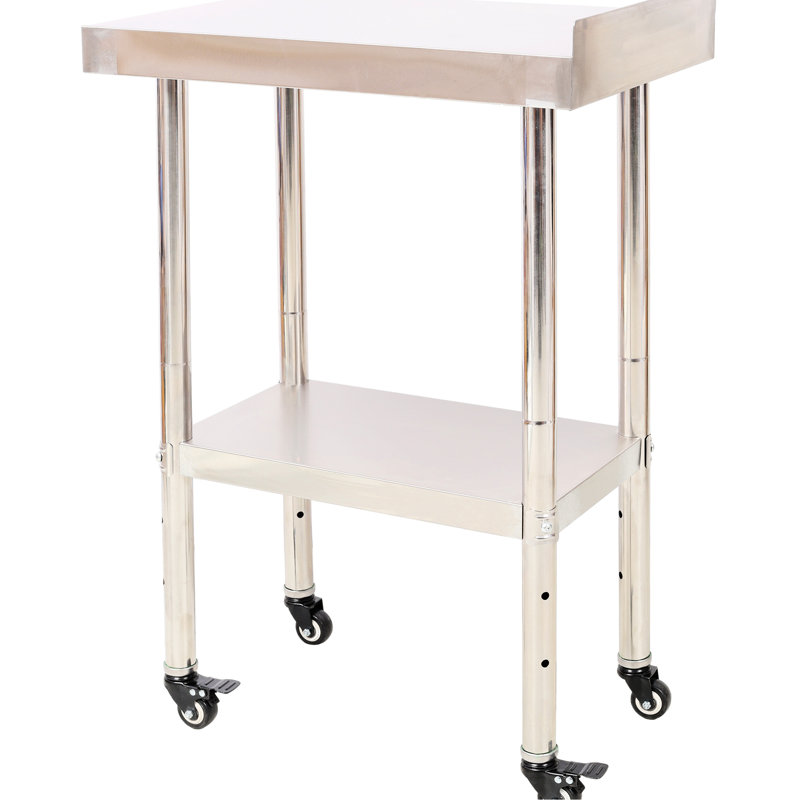 Heavy Duty 440lbs Capacity 24 X 15 35-1/2 Inch Stainless Steel Worktable With Backsplash, 4 & Adjustable Undershelf For Hotel And Laundry Load Capacity, Inch, Prep Table, Undershelf, , Storage