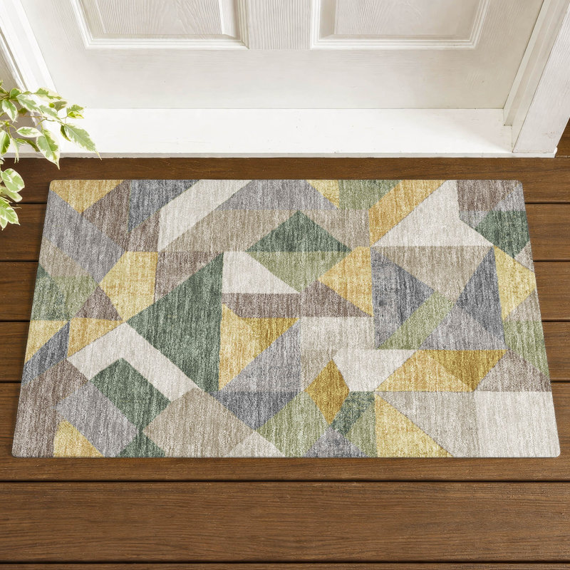 Machine Washable Indoor/Outdoor Chantille ACN2906 Geometric Rug, 1'8" x 2'6", Linen