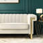 Chic velours crème 3 avec accents dorés - sièges de bureau et de salon à garniture dorée tendance