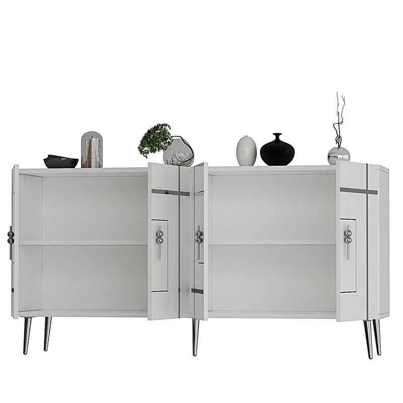 Olivia 150cm Console Table, Cream/Silver