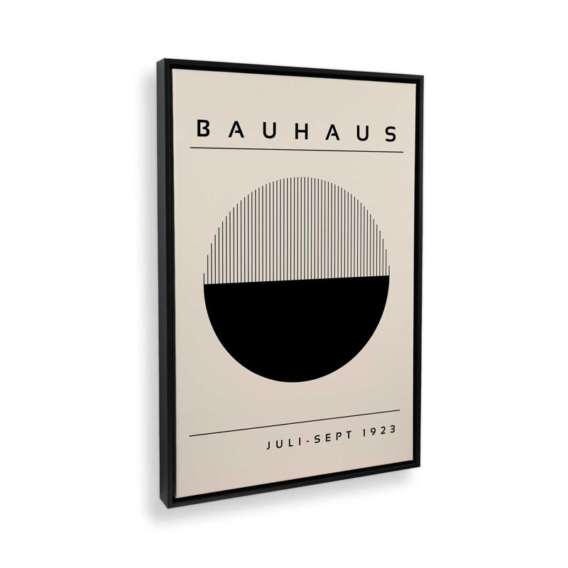Impression éclipse de géométrie du Bauhaus, Cadre flottant noir satiné, H 18,75 po x l 12,75 po x P 1,75 po