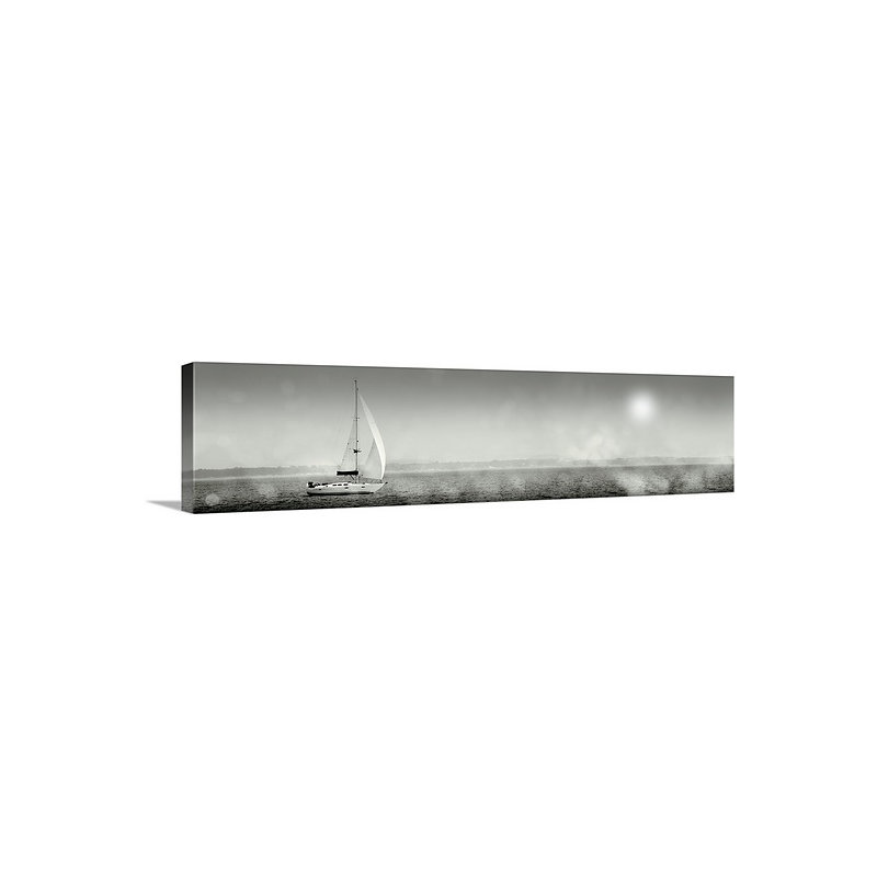 « lake sail »-reproduction de photo panoramique, H 12 po x l 48 po x P 1,5 po, Toile