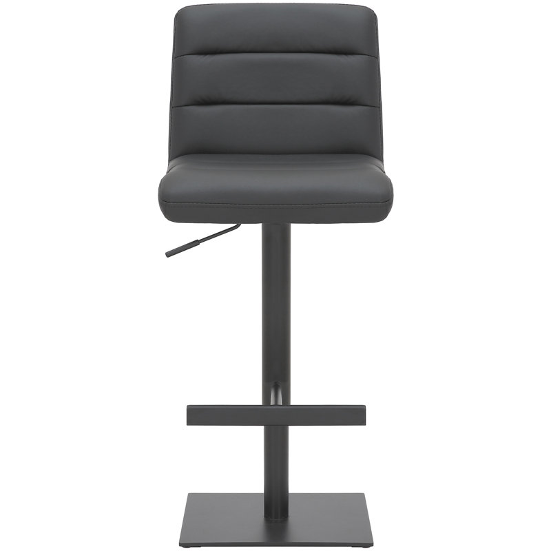 Hether Swivel Upholstered Adjustable Height Counter Stool with Metal Frame, Black