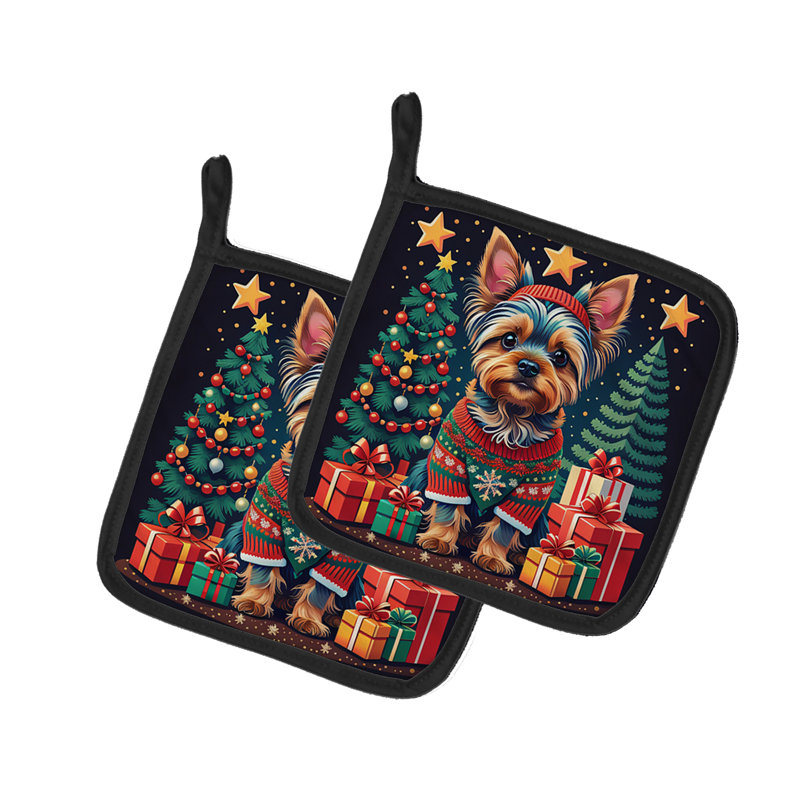 Yorkie Yorkshire Terrier paire de porte-casseroles de Noël