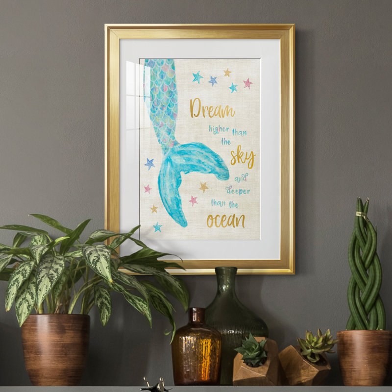 Mermaid Dream - Peinture encadrée, Or, H 18,5 po x l 24,5 po x P 1,5 po