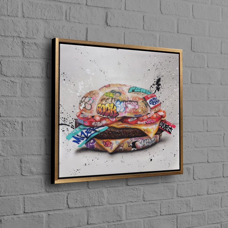 Burger, art graffiti sur toile de coton robuste, idéal pour décorer une pièce moderne et présenter un mur unique