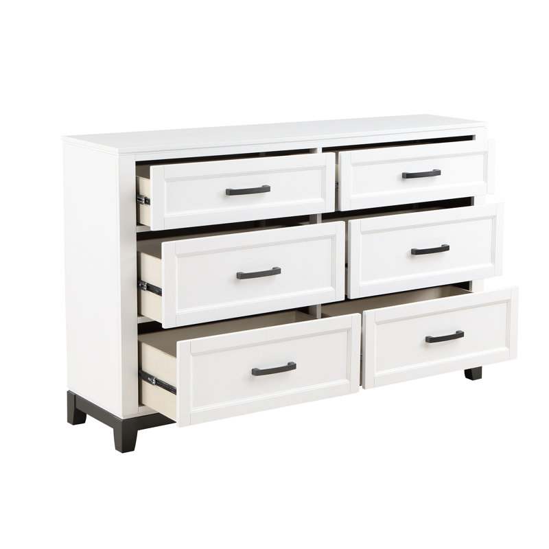 Commode avec 6 tiroirs de rangement, Blanc