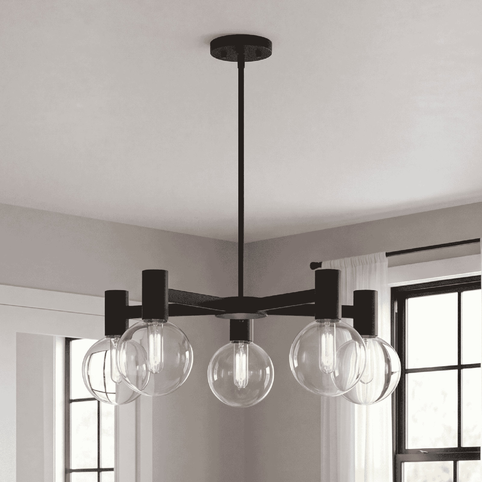 Rorem Chandelier, Matte Black, 5 Lights