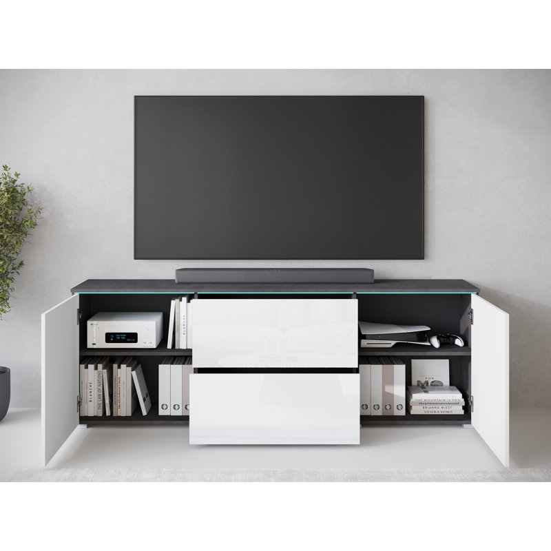Agne 180cm W 2 - Drawer Chest of Drawers, Grey/White