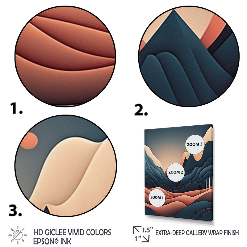 Red Moon Mountain Simplicity - reproduction sur toile, H 32 po x l 16 po x P 1 po, Toile tendue
