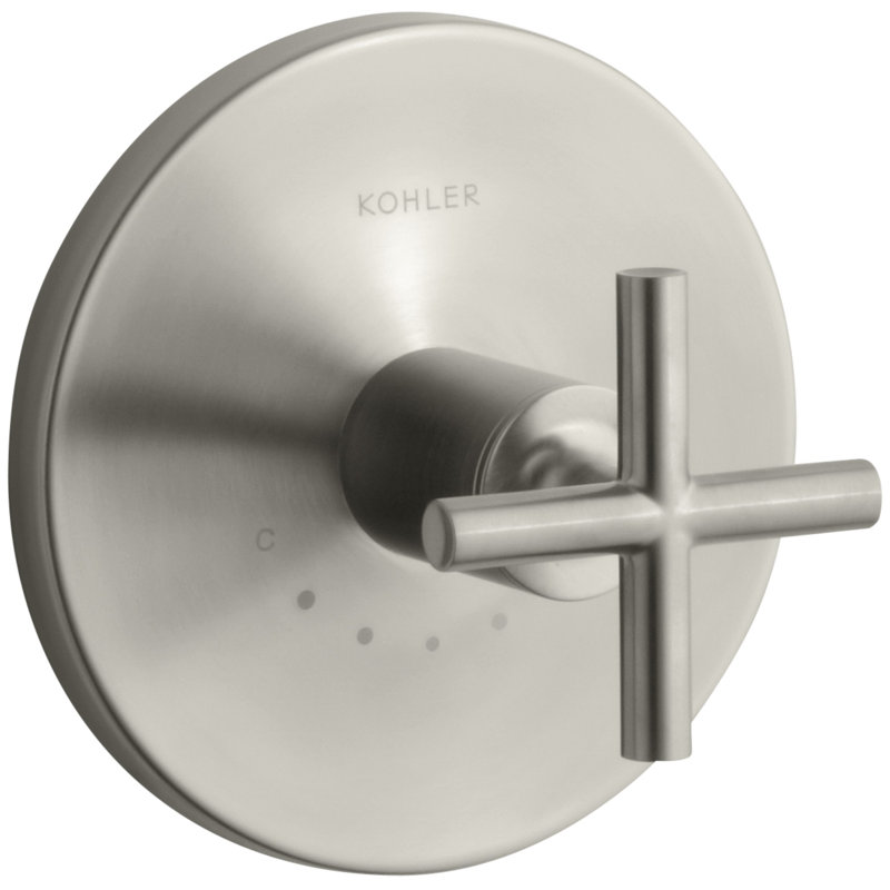 Purist Thermostatic Valve Trim with Cross Handle, Vibrant Brushed Nickel
