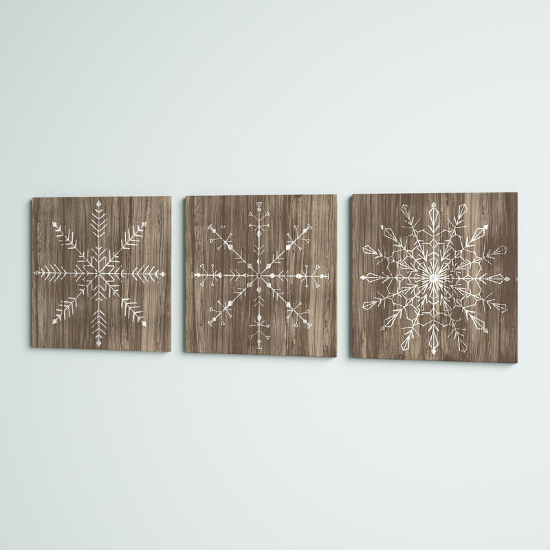 Hainault Barnwood Wonderland IV - ensemble de 3 reproductions sur toiles tendues, H 24 po x l 72 po x P 1 po