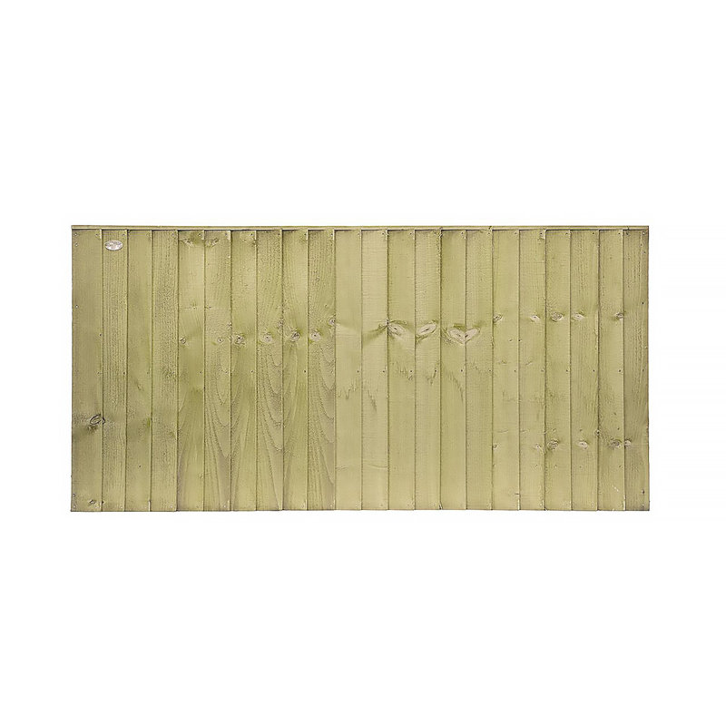 Standard Green Featheredge 1.65 M Vertical Fence Panel, 91.70H x 182.80W x 5D cm