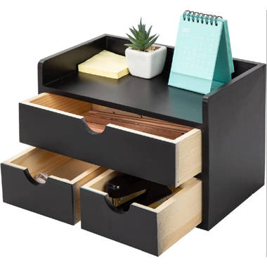 Latitude Run® Drawer Organizer Non-Slip Waterproof Insert For Office Home  Dorm Garage 11.5 X 14.5 X 2 Inches 7 Compartments Black Deep Pockets