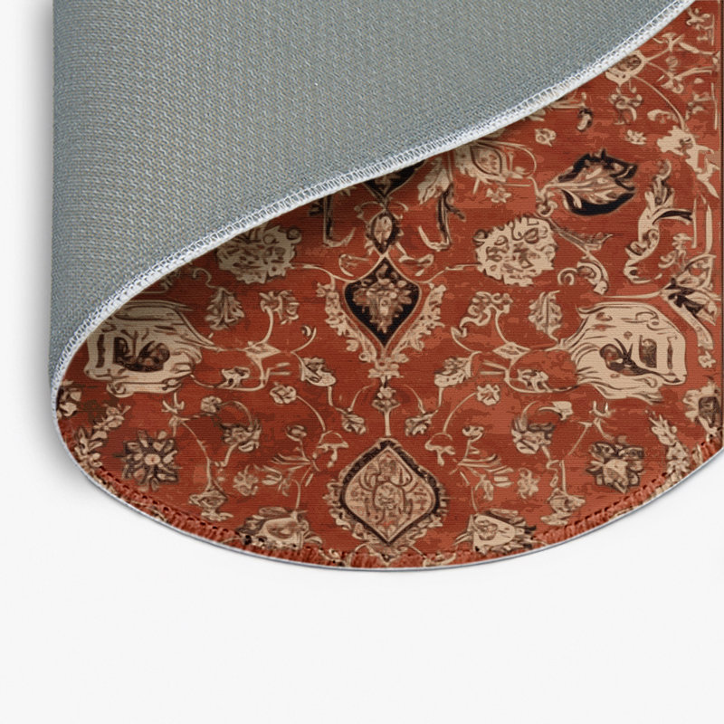 Tapis d'intérieur et d'extérieur brun Persian, Rond 5 pi