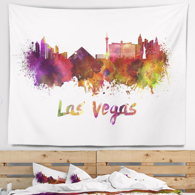 Las vegas skyline tapisserie Cityscape, H 32 po x l 39 po