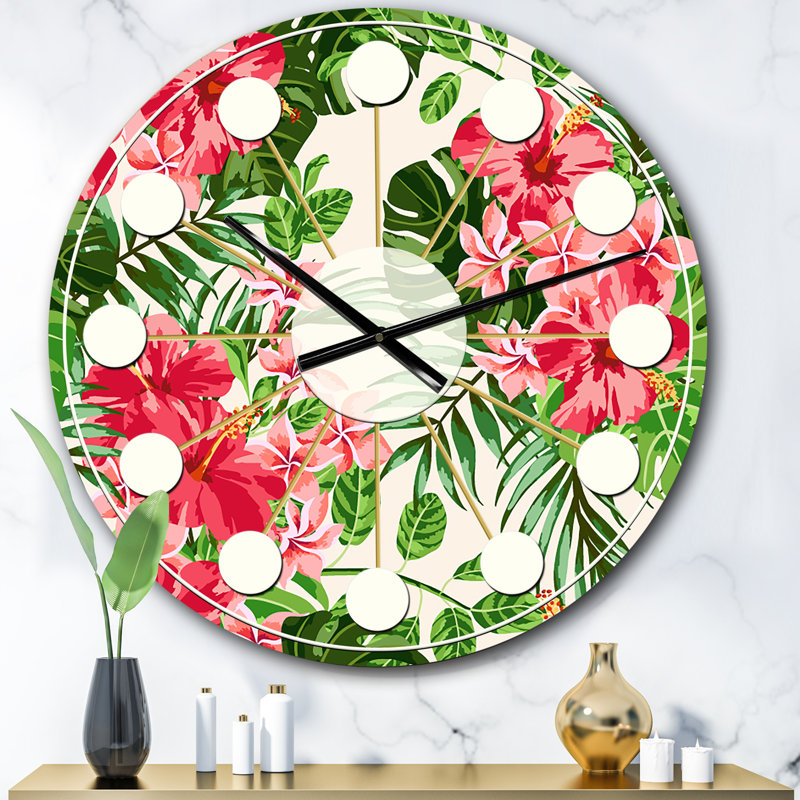 Horloge murale style tropical Mid-Century, Surdimensionné