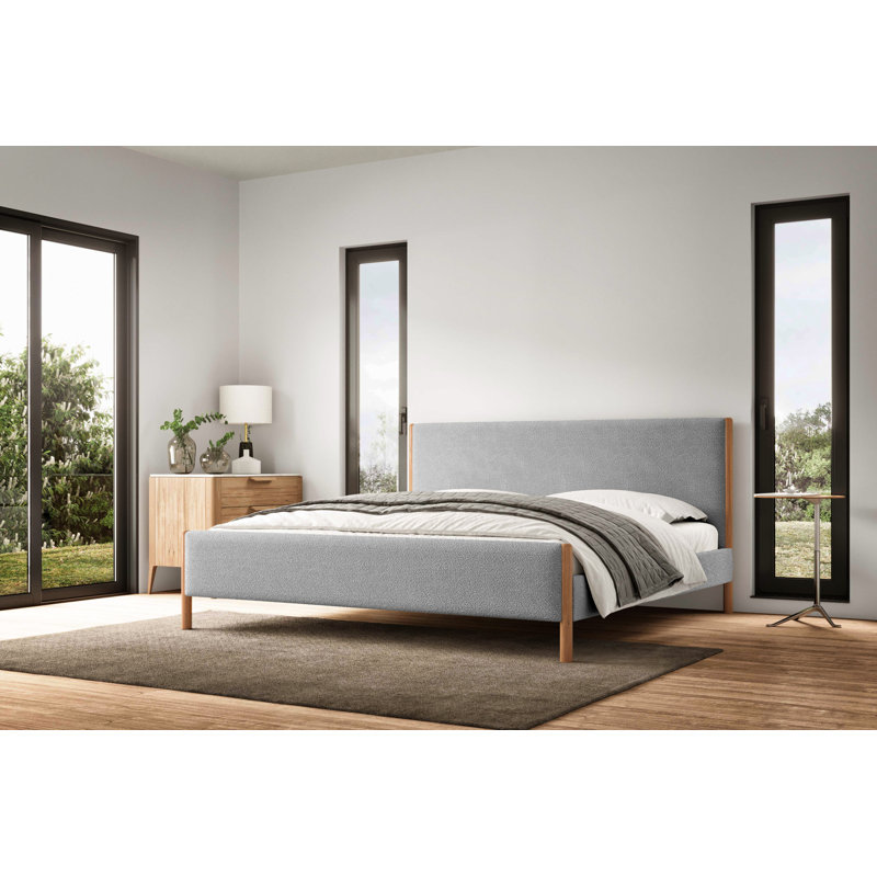 Earley Upholstered Platform Bed, King, Gray