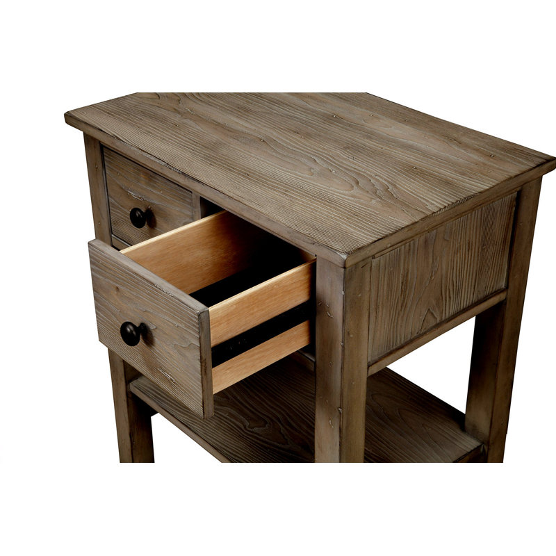 Table de chevet 2 tiroirs Crawley, Gris naturel
