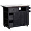 Îlot de cuisine extérieur 4 pièces avec évier avec robinet, table de barbecue en bois massif avec armoires de rangement, tiroirs, plateau de table en acier inoxydable et tablettes mobiles pour le jardin, noir-353393978