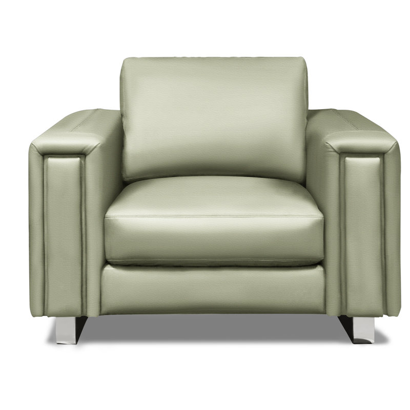 Tribeca Leather Club Chair, Wolf Verdeca Genuine Leather, Stainless Steel