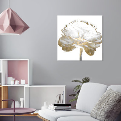 " White Gold Luxe Flower Diecut " Painting Print