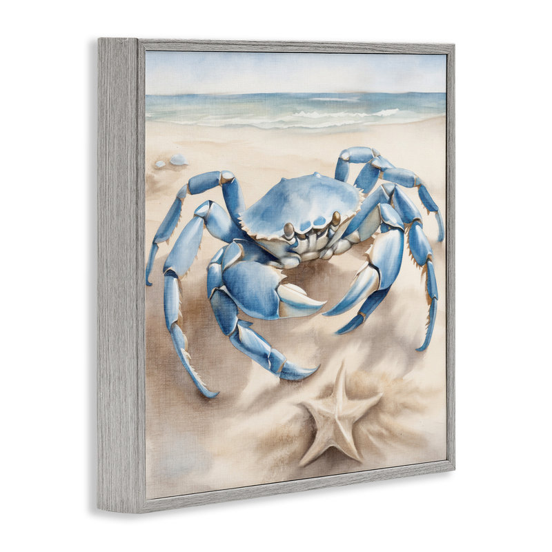Crabe et étoile de mer sur la plage, estampe numérique par Kim Allen, Estampe numérique Farmhouse, H 17 po x l 17 po