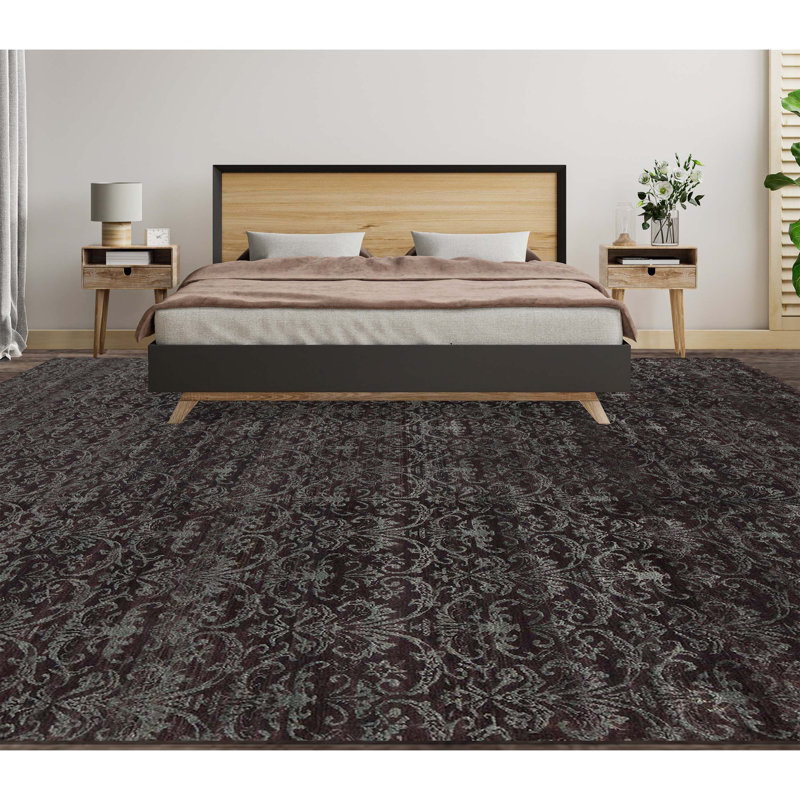 Wool Damask Area Rug