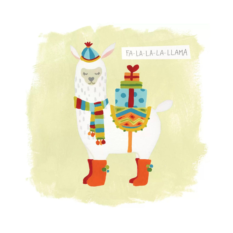 Fa-La-La-La Llama I by June Erica Vess - Wrapped Canvas Painting, 66.04 cm H x 66.04 cm W x 3.175 cm D